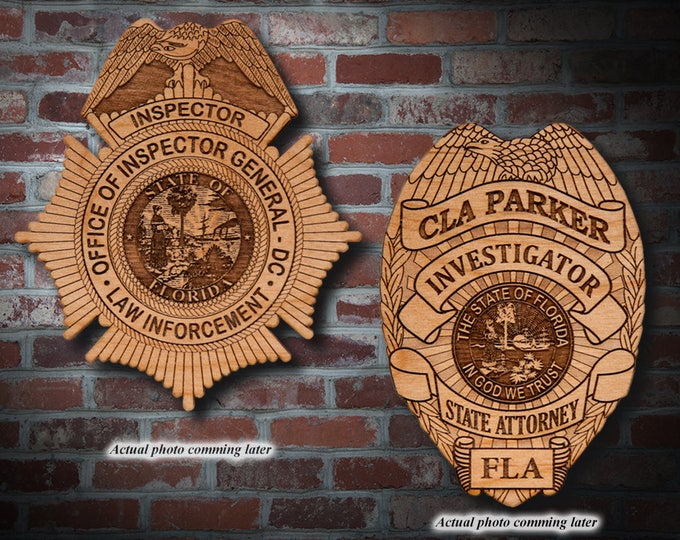 Wooden Florida Government Badge Plaques