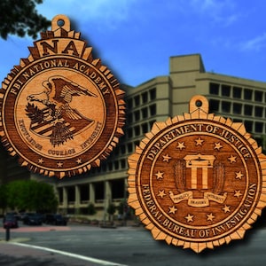 Wooden FBI Badge or Emblem Hanging Ornament