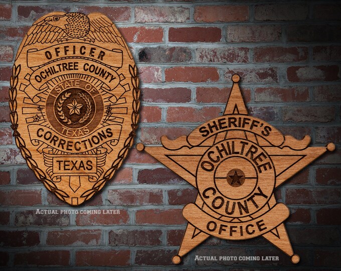 Wooden Ochiltree Co. Badge or Patch Plaque