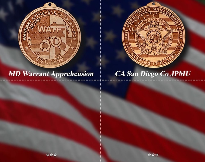 Wooden Miscellaneous Police Badge or Patch Ornaments #114