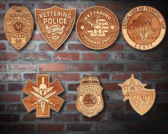 Wooden Kettering OH Police Badge or Patch Plaque