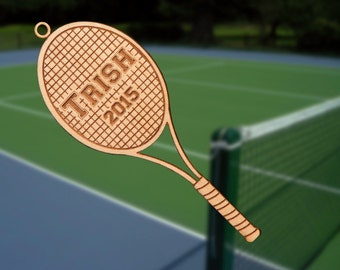 Personalized Wooden Tennis Racquet Christmas Ornament