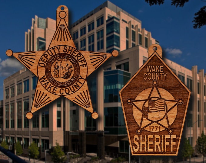Wooden Wake Co NC Sheriff Badge or Shoulder Patch Ornament
