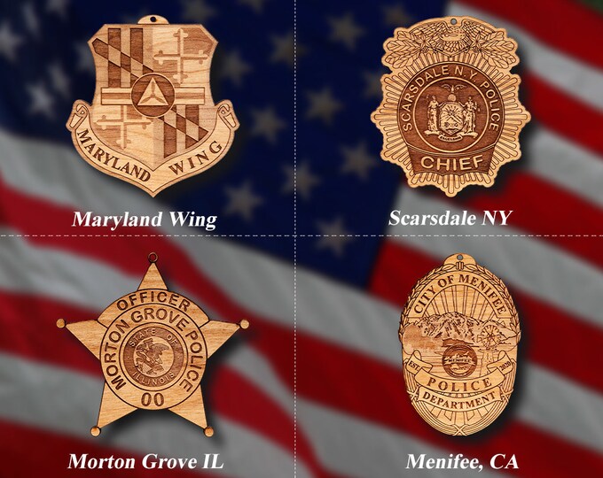 Misc. Wooden Police Badge or Patch Ornament #54