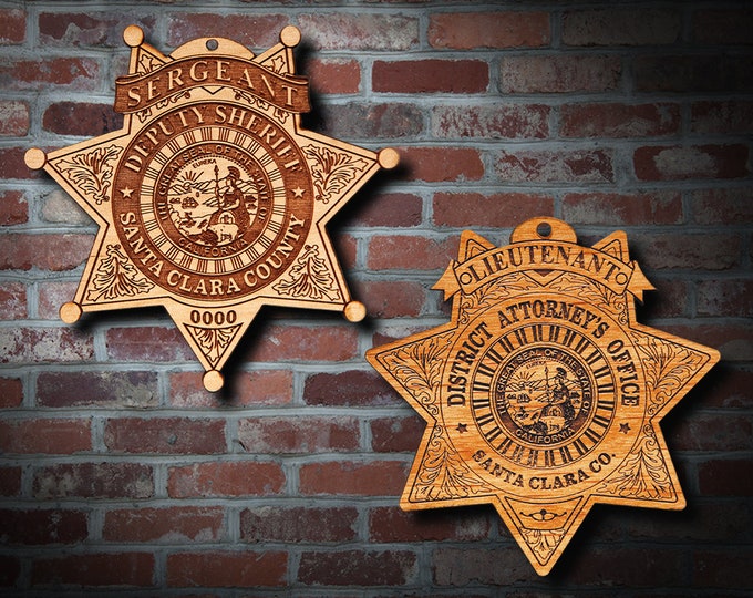 Wooden Santa Clara County CA Badge and Patch