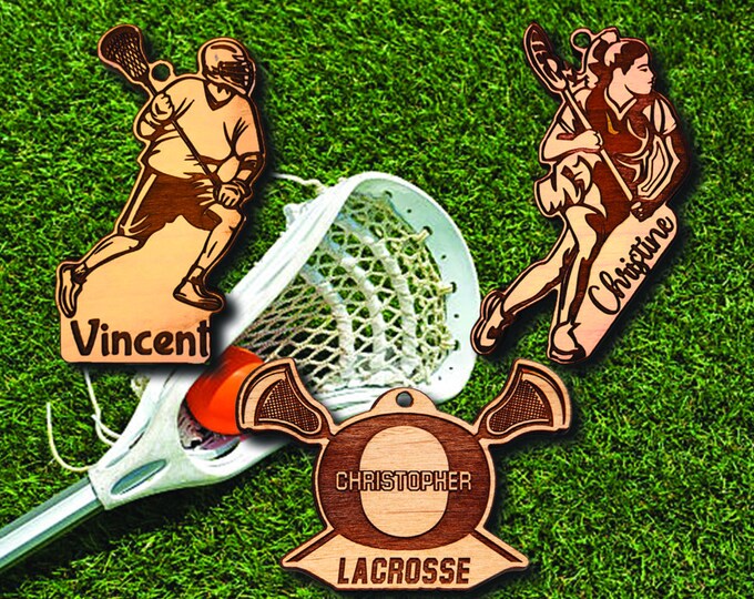 Wooden Lacrosse Ornament male and female