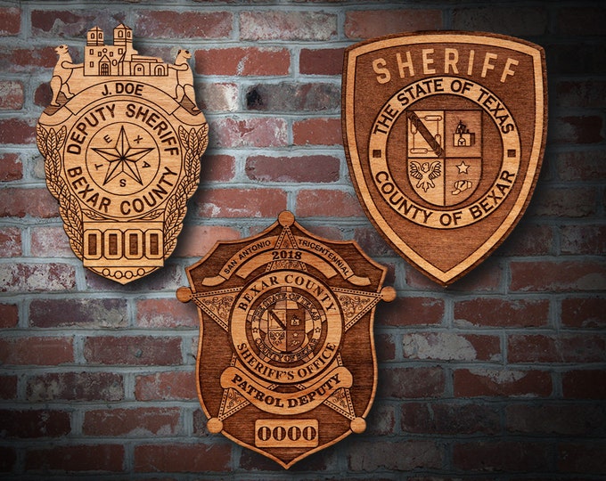 Wooden Bexar Co Sheriff Badge or Patch Plaque