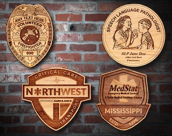 Misc. Wooden EMS FD Badge or Patch Plaque #21