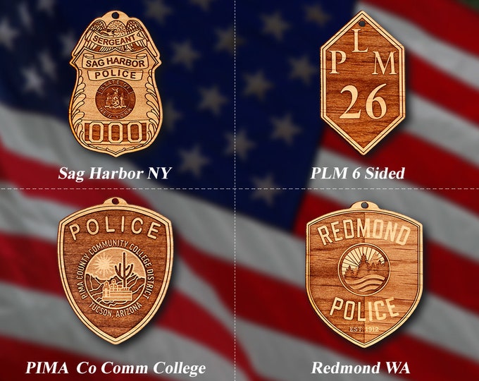 Misc. Wooden Police Badge or Patch Ornament #86