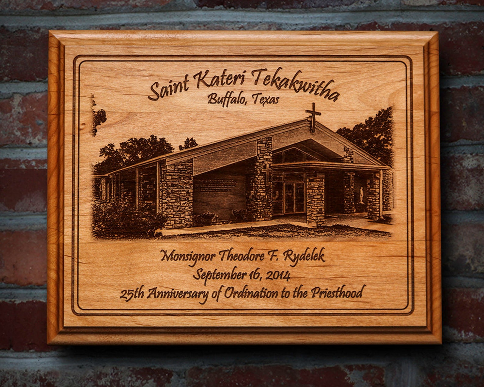 Laser Engraved Picture Plaque on Solid Wood - Etsy