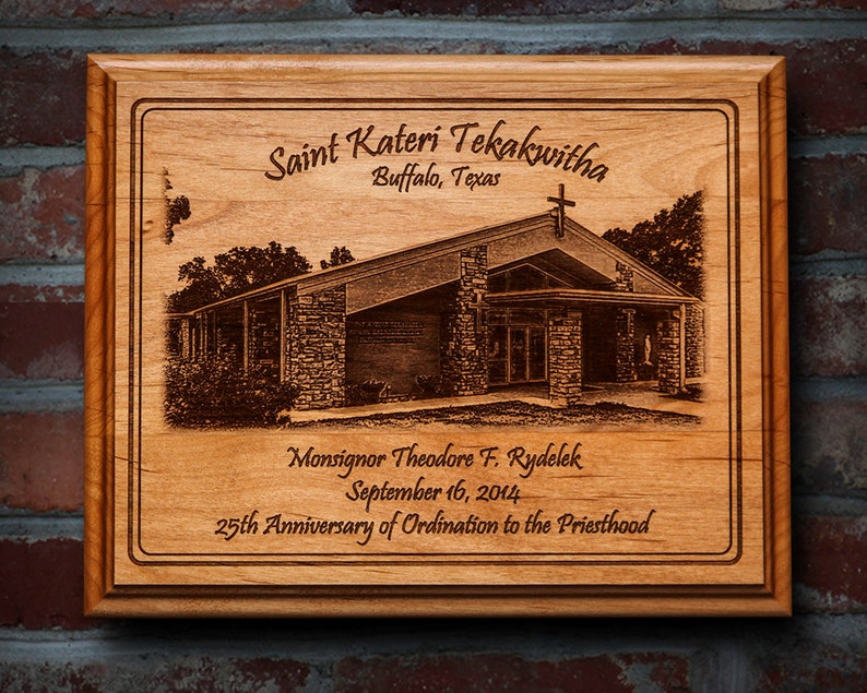 Laser Engraved Picture Plaque on Solid Wood Etsy