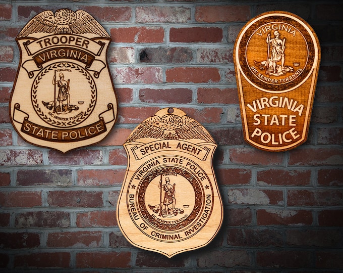 Personalized Wooden Virginia State Police Badge or Patch Plaque