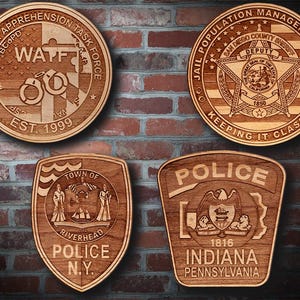 Wooden Miscellaneous Police Badge or Patch Plaque #114
