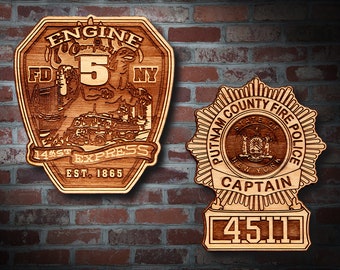Misc. Wooden EMS FD Badge or Patch Plaque #22