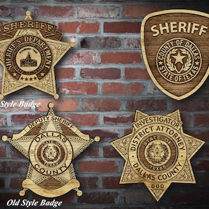 Wooden Dallas Co TX Sheriff Badge or Patch Plaque