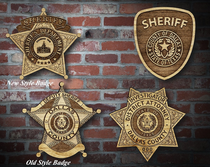 Wooden Dallas Co TX Sheriff Badge or Patch Plaque