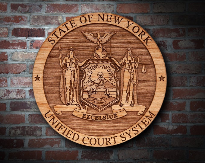 Wooden NY Unified Court System Plaque