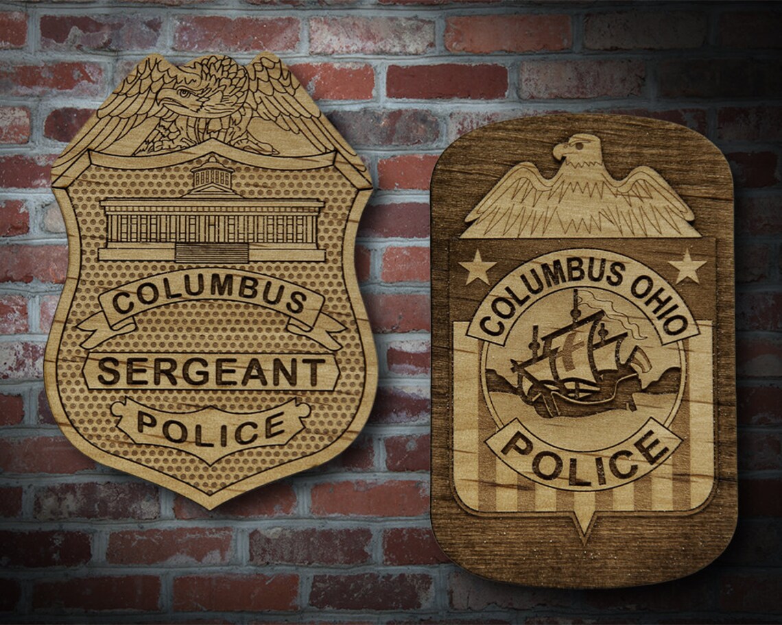 Wooden Columbus OH Police Badge or Patch Plaque Etsy