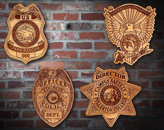 Wooden Miscellaneous Police Badge or Patch Plaque #105