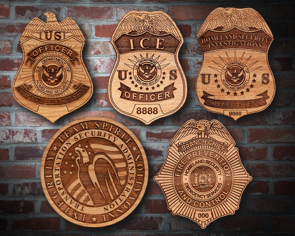 Wooden Homeland Security Badge or Patch Plaque