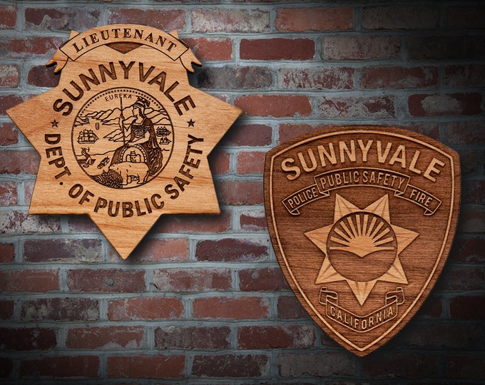 Wooden Sunnyvale CA Badge or Patch Plaque