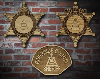 Wooden Riverside Co. CA Badge or Patch Plaque