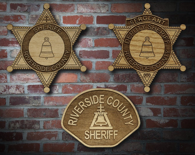 Wooden Riverside Co. CA Badge or Patch Plaque