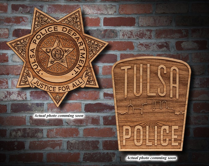 Wooden Tulsa PD Badge or Patch Plaque