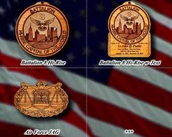 Wooden Misc. Military Patch Ornament #124