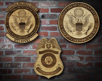 Wooden US State Dept Plaques