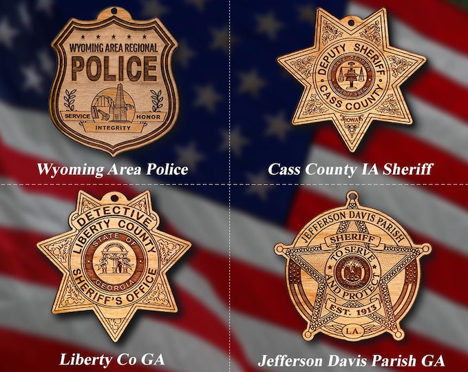Misc. Wooden Police Badge or Patch Ornament #95