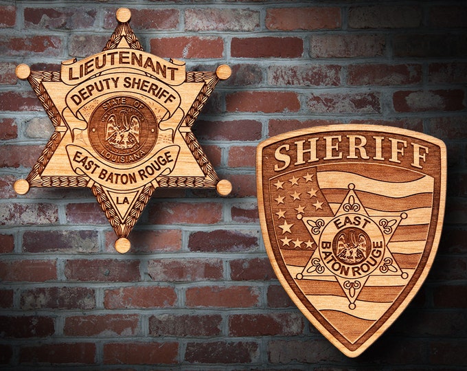Wooden East Baton Rouge LA Police Badge or Patch Plaque
