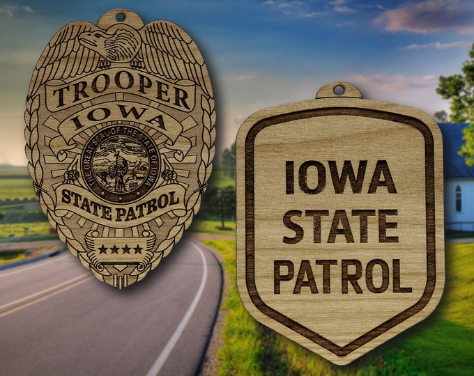 Wooden Iowa SP Badge or Shoulder Patch Ornament