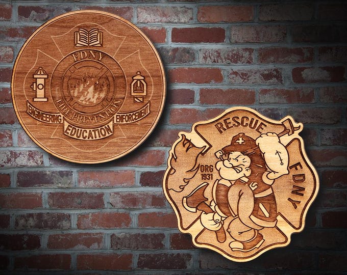 Personalized Wooden New York City Fire Department Badge and Patch Plaques 5