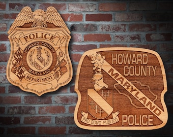 Wooden Howard Co MD Police Badge or Patch Plaque
