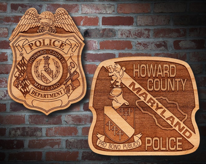 Wooden Howard Co MD Police Badge or Patch Plaque