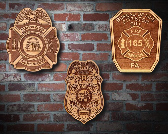Misc. Wooden EMS FD Badge or Patch Plaque #28