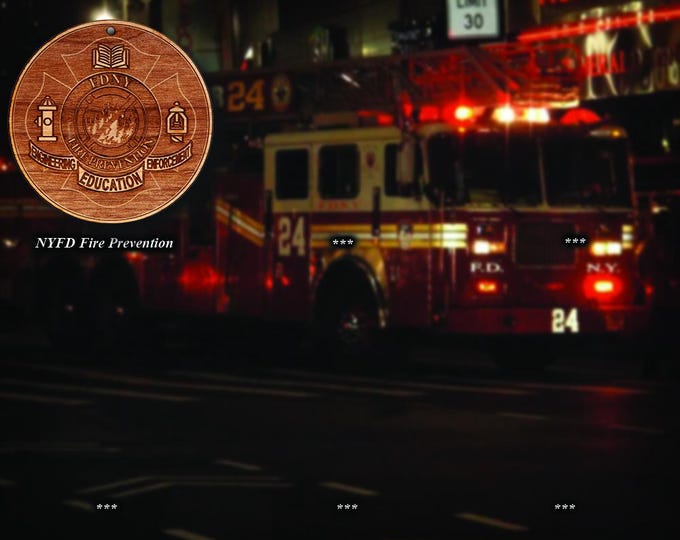 Personalized Wooden New York City Fire Department Badge and Patch Ornament 5
