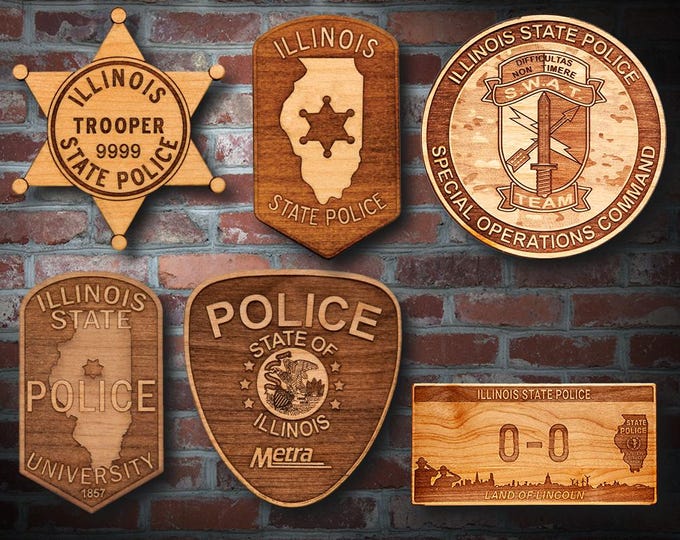 Personalized Wooden Illinois State Police Badge or Patch Plaque