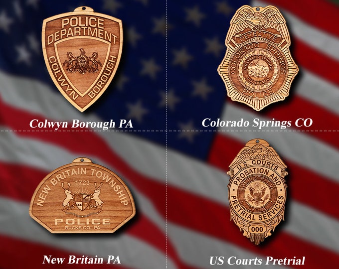 Misc. Wooden Police Badge or Patch Ornament #62