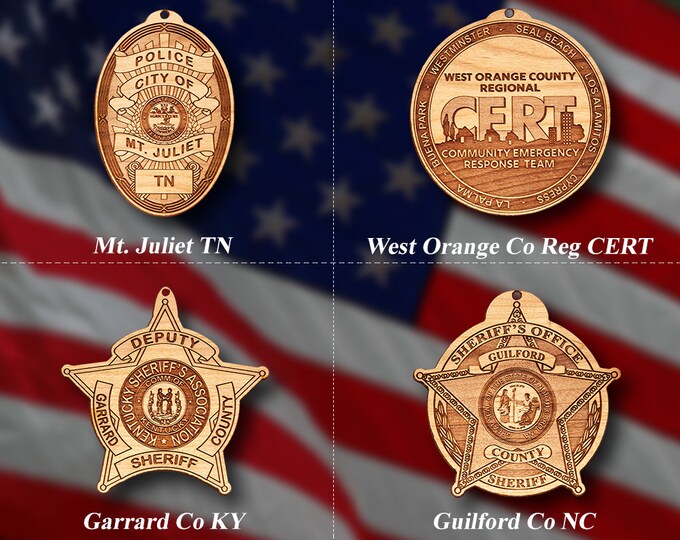 Misc. Wooden Police Badge or Patch Ornament #74