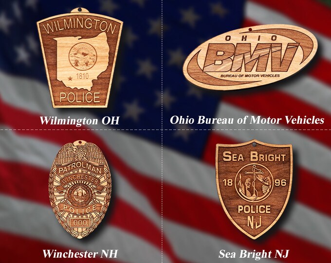 Misc. Wooden Police Badge or Patch Ornament #50