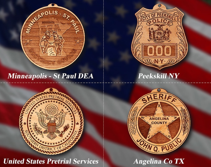 Misc. Wooden Police Badge or Patch Ornament #82