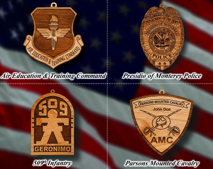 Wooden Military Patch Ornaments #2