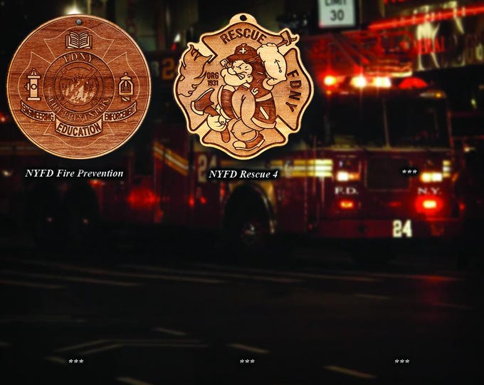 Personalized Wooden New York City Fire Department Badge and Patch Ornament 5