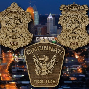 Wooden Cincinnati OH Police Badge or Patch Ornament