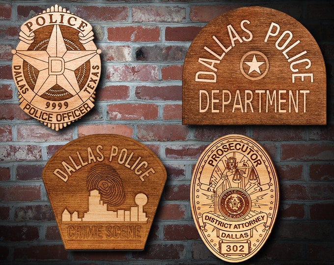 Personalized Wooden Dallas Police Badge or Patch Plaque