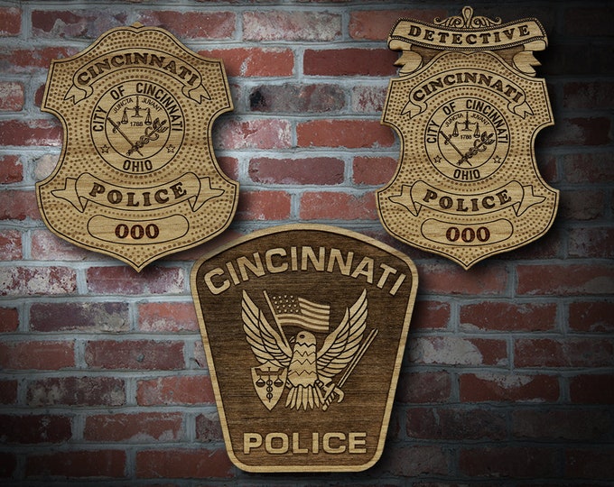 Wooden Cincinnati OH Police Badge or Patch Plaque