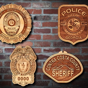 Wooden Miscellaneous Police Badge or Patch Plaque #72