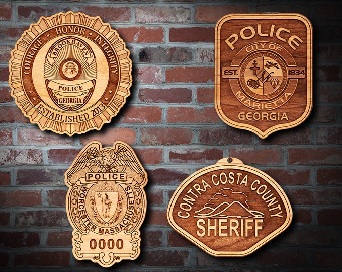 Wooden Miscellaneous Police Badge or Patch Plaque #72
